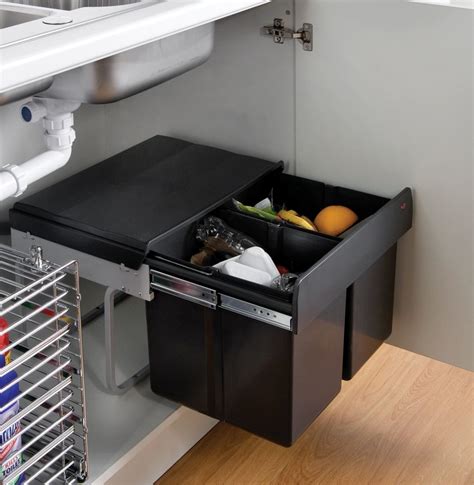 rubbish bin under sink.